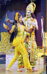 Inmates of the central prison in Bangalore stage a mythological play on Monday