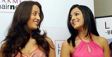 Actress Raima Sen and Kirat Bhattal at the launch of hair colours by a reputed brand in Mumbai on Tuesday