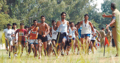 Candidates being given a physical endurance and measurement test for Delhi Police Constables Recruitment exercise during which 2,000 candidates will be selected from among 2,10,000 applicants at Police Lines in Kingsway Camp in the Capital on Tuesday.