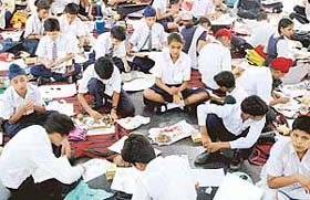 Students at a competition held at Bal Bhavan in Chandigarh
