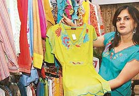 Fashion designer Mohita Indrayan who is in Chandigarh to display her creations