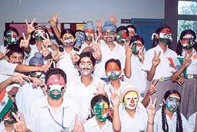 Students at a face painting competition organised at DAV Public School, Mohali