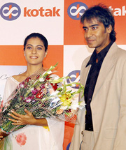 Kajol and her husband, Ajay Devgan, launch Kotak Mahindras Best Compliments card in Mumbai on Thursday 