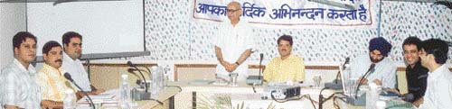 Prof Narender Nath speaks about the role of nuclear irradiations for safe food storage at a seminar at the FCI office in Panchkula