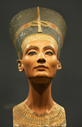The statue of Nefertiti is on display in a vitrine of an exhibition room at Alten Museum in Berlin on Friday