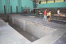 The much-awaited landing pit coming up at Gymnasium Hall, Sector 7 Sports Complex in Chandigarh