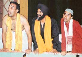 A scene from Khooh de Dadoo staged at Tagore Theatre on Friday