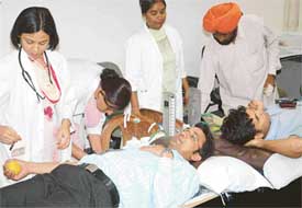 A blood donation camp organised by Reliance Infocom  in association with the PGI in Sector 9, Chandigarh