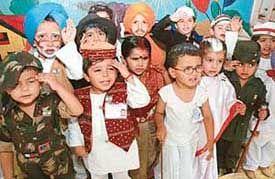 Tiny tots of Evergreen Academy, Sector 34, Chandigarh, celebrate Independence Day on Friday