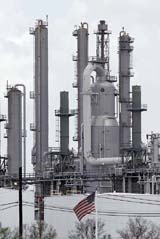 Stacks rise from Shell Deer Park refinery on Friday in Deer Park Texas