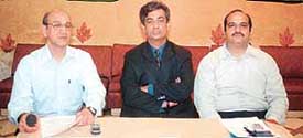 Mr G.S. Gill, Chairman, NIPM, Mohali, Mr Suneet Mitra and Mr Varinder Verma at a seminar organised by NIPM in Chandigarh on Friday