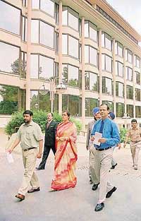 A delegation of the Union Ministry of Tourism inspects the CITCO-run Hotel Mountview in Sector 10, Chandigarh, on Sunday