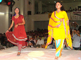 Models sashay down the ramp at a fashion show organised by the National Institute of Fashion Designing in Bathinda on Saturday evening.