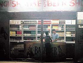 A liquor shop in Kaimbwala village on the Punjab-UT border does brisk business on the Monday evening