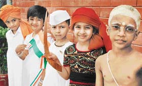 Students of Chandigarh Baptist School, Sector 45, Chandigarh, celebrate Independence Day