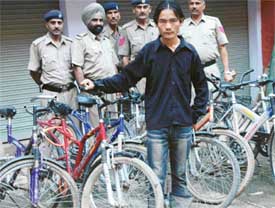 Sachin Thapa in the custody of the police in the Sector 19 police station 