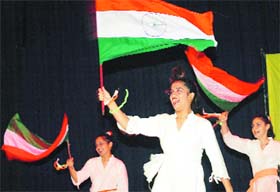 Students of Dr Kheras Coaching Centre present a cultural programme to mark Independence Day at the Tagore Theatre in Chandigarh