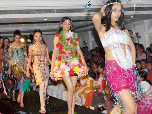 Models sashaying on the stage during the NIFD fashion show.