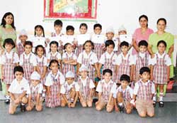Participants of a rakhi-making competition at Doon International School, Mohali, on Friday.