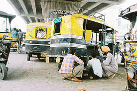 An auto-repair shop which has come up under the elevated road in Ludhiana.