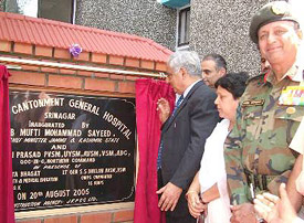 The Jammu and Kashmir Chief Minister, Mufti Mohammad Sayeed, inaugurates G.B. Panth Hospital at Badami Bagh in Srinagar on Saturday