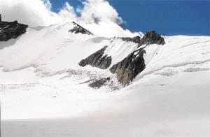 The view from the Prangla pass, at a height of 18,400 ft, is magnificent