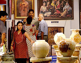 People visiting a Pakistani stall in Society Interiors Expo, India's biggest exhibition on interior designs. The exhibition is on till August 22 at Pragati Maidan in the Capital.