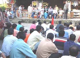A scene of an election rally by the CPM held at Ward No. 4 at Annadel, Shimla, on Sunday. 