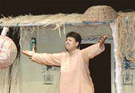 Sangeeta Gupta performs in Main Ghaa Han staged at Tagore Theatre on Monday.