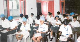 Students of Spring Dale Senior Public School take part in the level one of the National Cyber Olympiad in Ludhiana on Monday.
