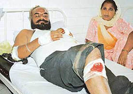 Resham Singh under treatment at the Civil Hospital in Ludhiana on Wednesday.
