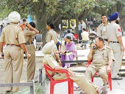 As Panjab University students started election campaign, police personnel fanned out on the campus on Thursday.