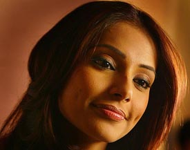 Bollywood actress Bipasha Basu smiles during a promotional event of her new film No Entry
