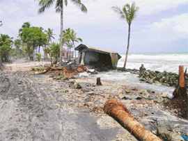 Tsunami-ravaged coastline in Kollam district.