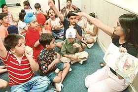 A story-telling session at the British Library for children seems to generate tremendous interest in Chandigarh