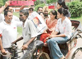PUSU members canvass for their presidential candidate, Amandeep Singh, on the Panjab University Campus