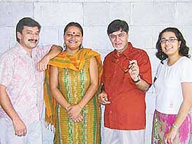 Director Harish Bhatia (second from right) with his team of actors for Abhinets Hindi production of Edward Albees Whos Afraid of Virginia Woolf? which is travelling to Delhi on an invitation from the American Center. 