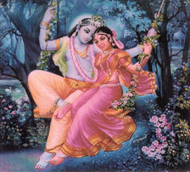 A painting of Lord Krishna at an exhibition Celebrating Janmashtami.