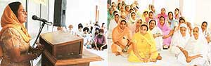 Bibi Amanjeet Kaur, Visiting Lecturer, gives her views on Sikh women’s religious rights at a seminar organised by the Guru Gobind Singh Study Circle in Ludhiana on Sunday.
