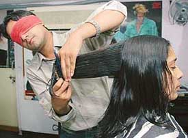 Hairstylist Nadeem Ahmed enters the Limca Book of Records this year for his blindfolded hairstyles