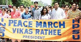 INSO in alliance with HPSU tries to impress the students by holding a peace march on campus