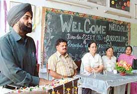 Dr S.S. Randhawa, Director, SCERT addresses the principals at a seminar in Government Inservice Training Institute, Ludhiana, on Wednesday.