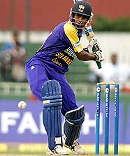 Sri Lankas Upul Tharanga plays a shot during their one-day international against Bangladesh 