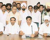 Parliamentary Secretary, Surinder Dawer addresses a press conference in Ludhiana