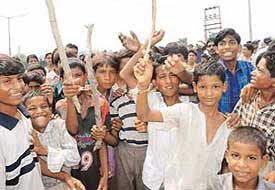 Children carrying lathis indulging in arson were a common sight in Panchkula during the Haryana bandh on Friday