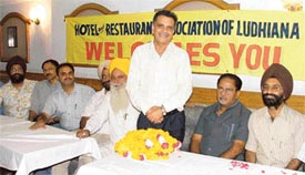 Members of the Hotel and Restaurant Association of India at a press conference in Ludhiana