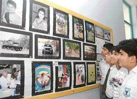 Talented boys of St Johns School, Chandigarh, display their compositions at the second photography exhibition held in their school