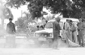 The police was deployed in most areas surrounding the slum colonies in Panchkula to avoid any untoward incident