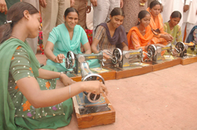 Residents of Sotal village in Ropar district at the newly inaugurated sewing centre on Saturday.