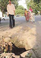 A manhole near the Phase V market in Mohali.